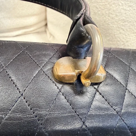 Valentino Orlandi Black Quilted Leather Top Handle Handbag - Picture 6 of 10